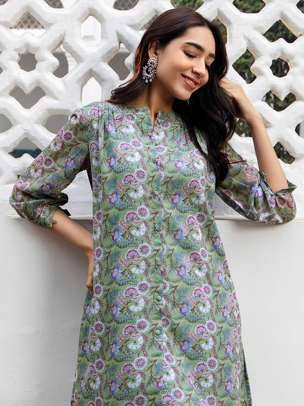 ZERESOUQ-Sage-Green-Weightless-Georgette-Regular-Tunic