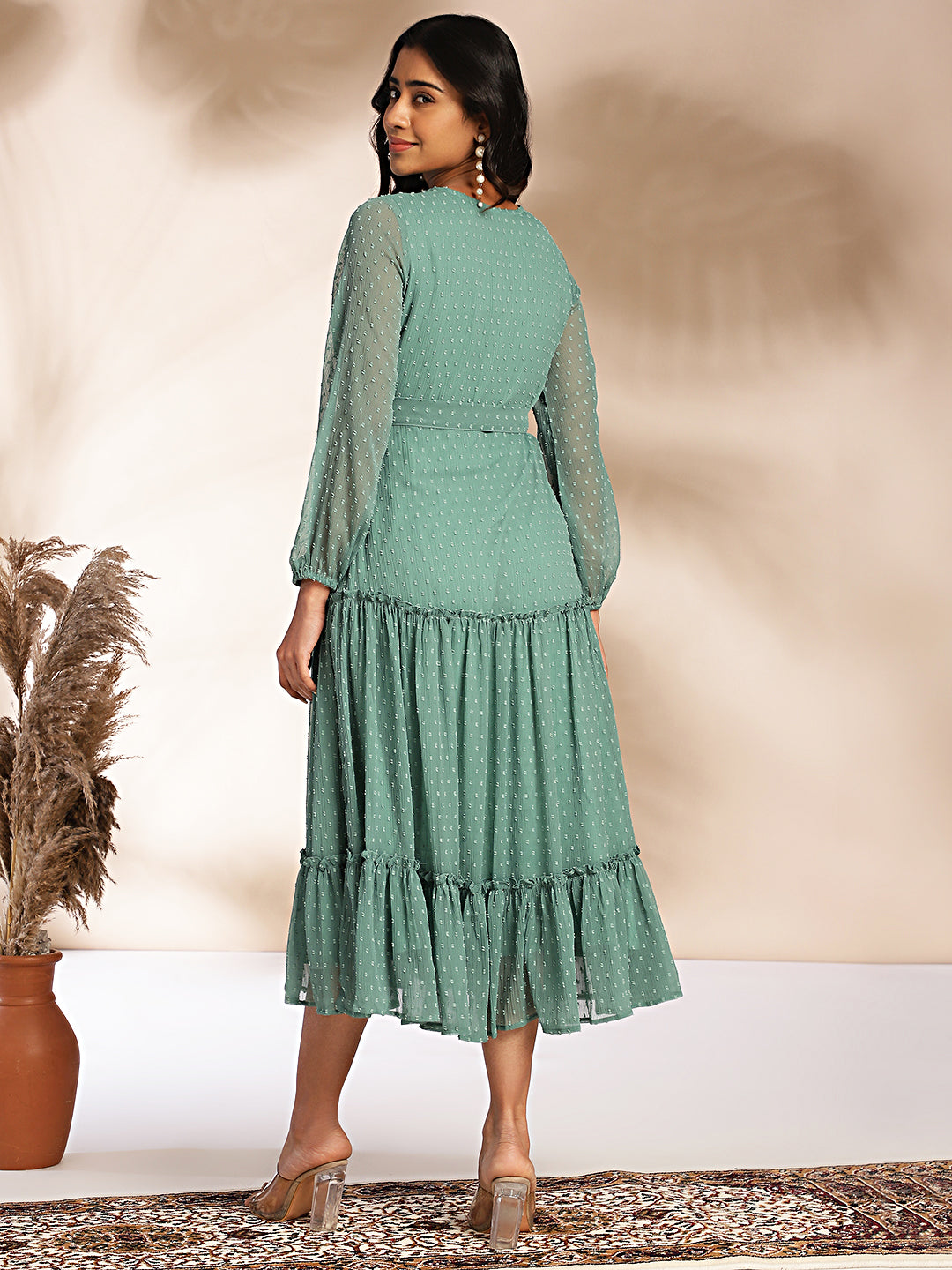 Sage-Green-Chiffon-Solid-Midi-Dress
