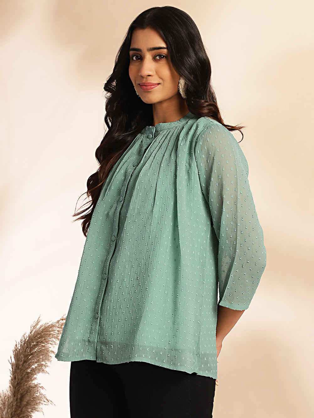 Sage-Green-Chiffon-Tunic-Only