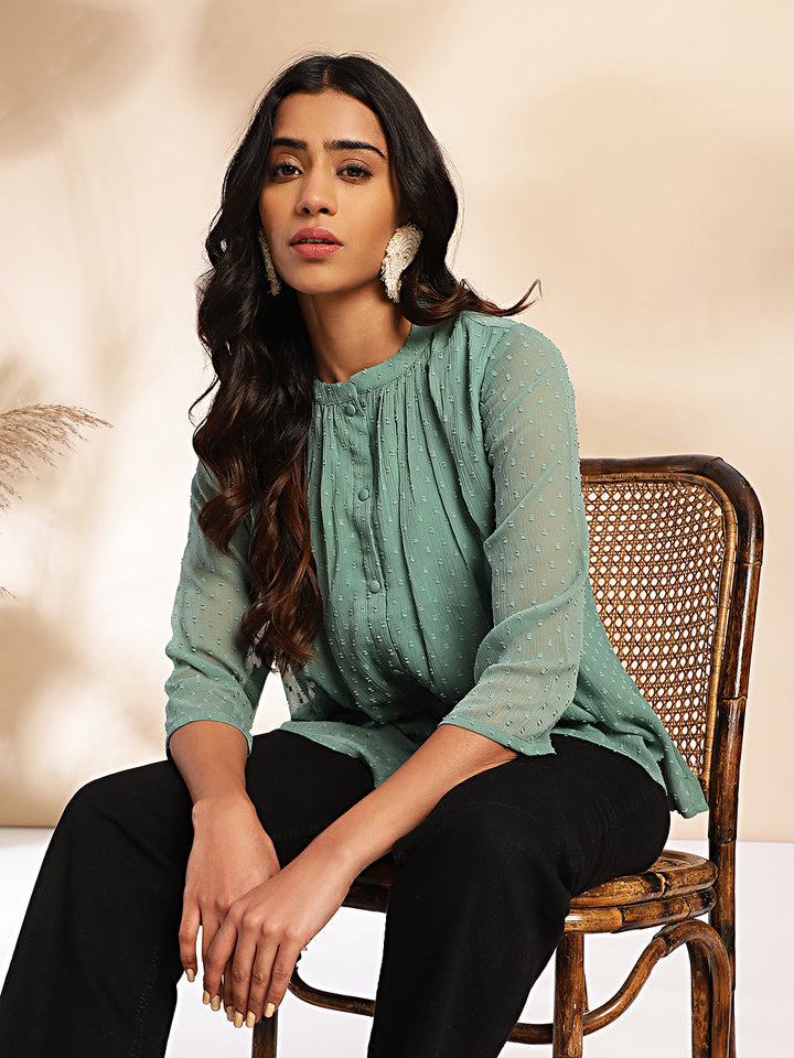 Sage-Green-Chiffon-Tunic-Only