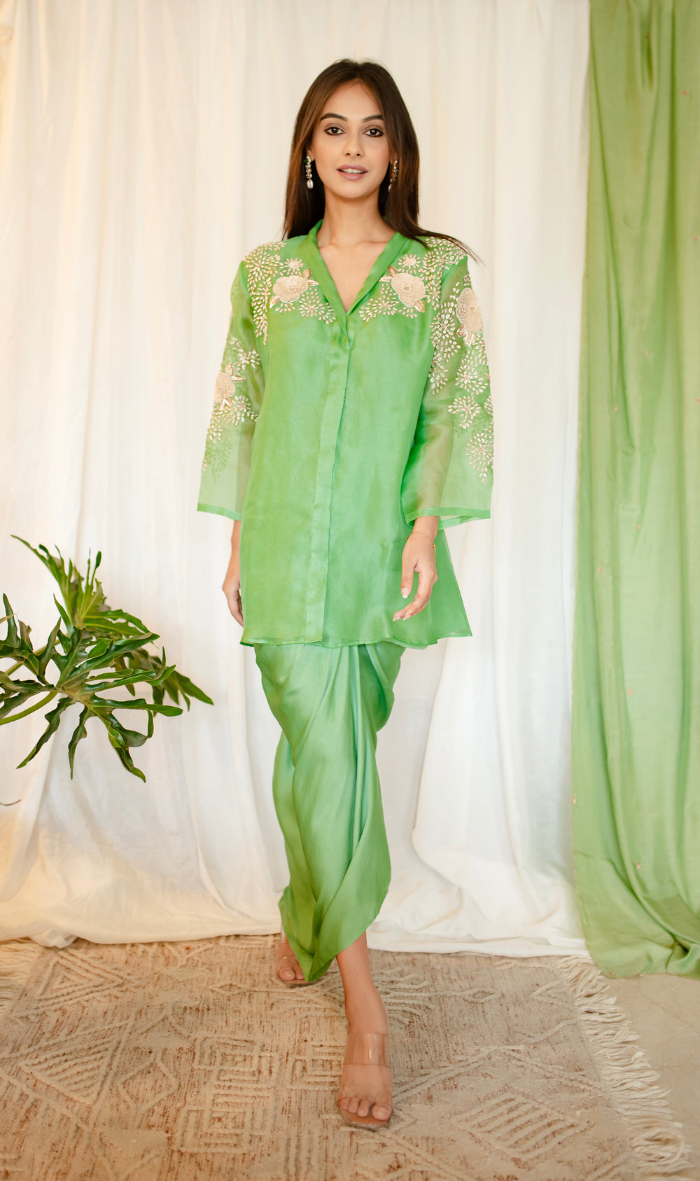 Sage-Green-Organza-Zardozi-&-Pearl-Work-Satin-2-Piece-Skirt-Set