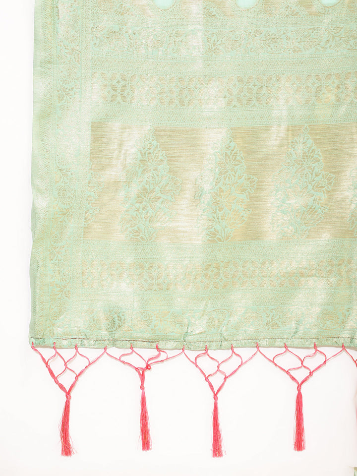 ZERESOUQ-Sea-Green-Chanderi-Silk-Ethnic-Motif-Woven-Festive-Saree