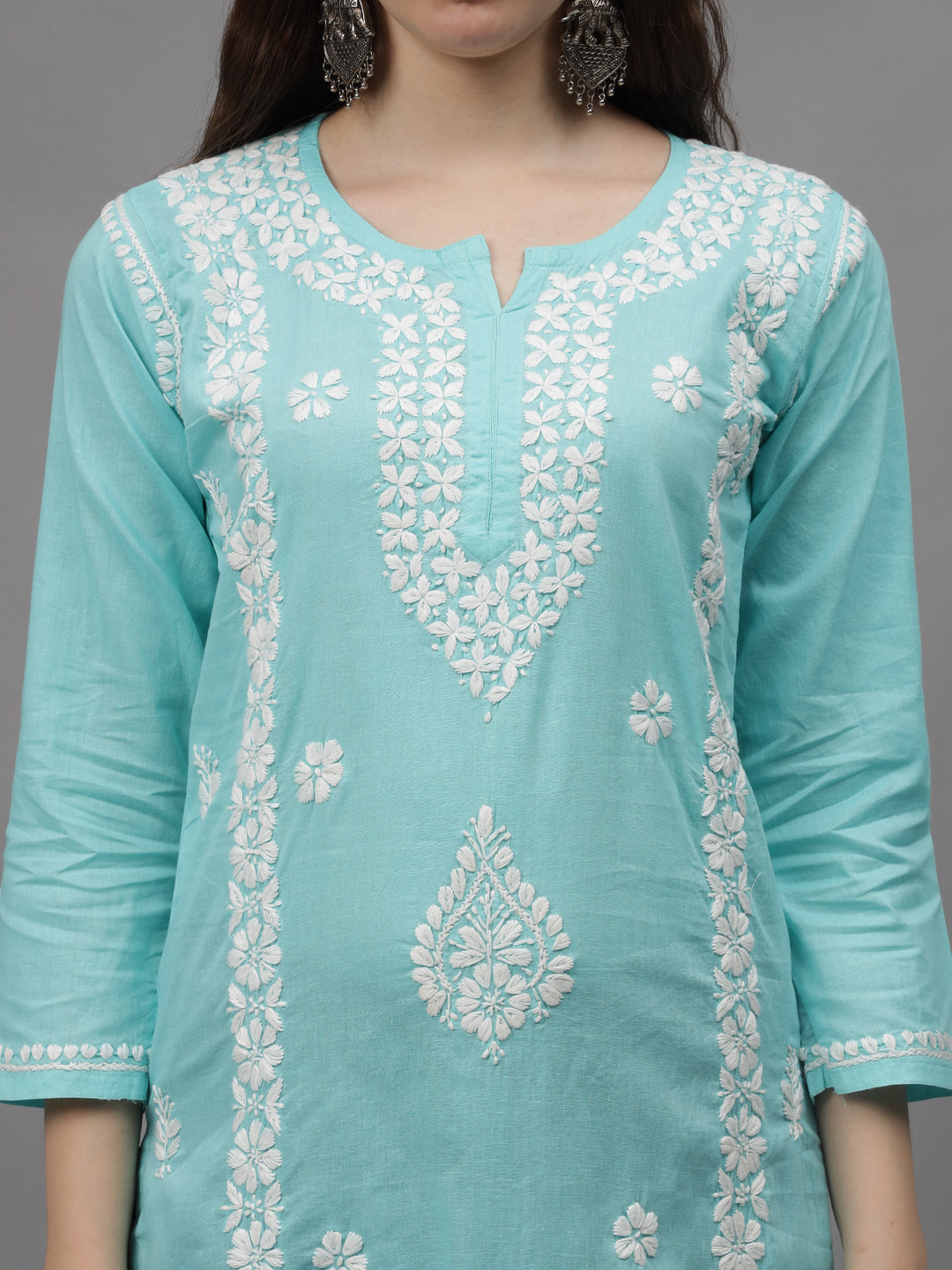 Sea-Green-Cotton-Hand-Embroidered-Chikankari-Kurta