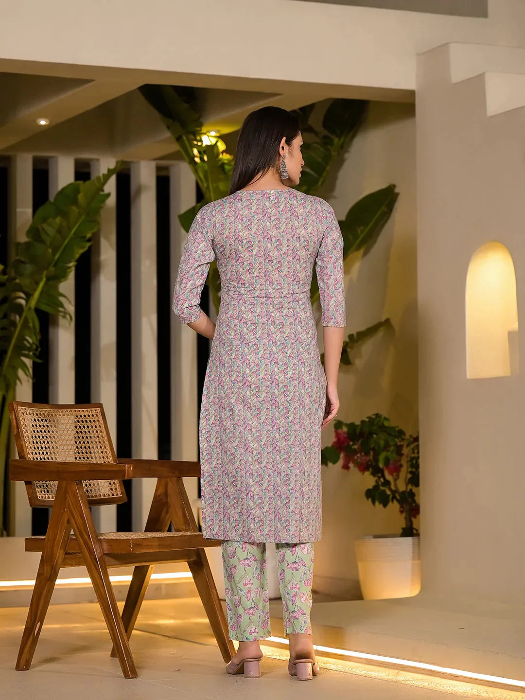 Sea-Green-Cotton-Leaf-Print-Straight-3-Piece-Kurta-Set