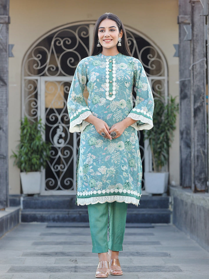 Sea-Green-Silk-Blend-Thread-Work-2-Piece-Kurta-Set