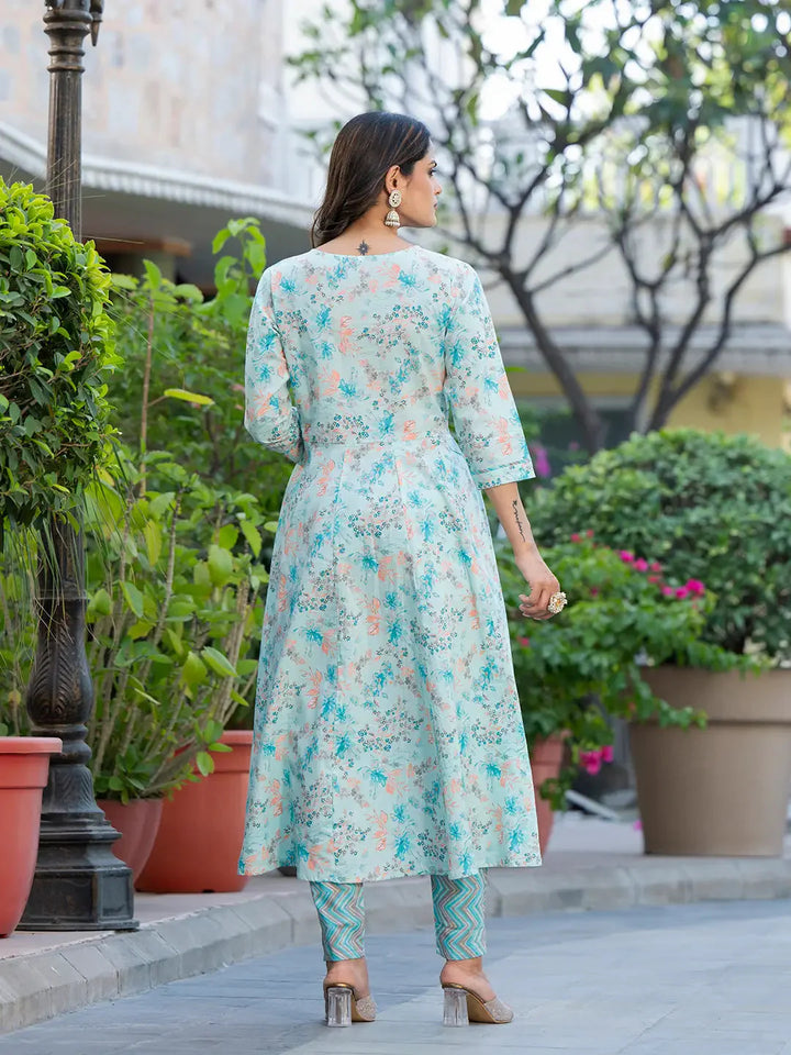 Sea-Green-Cotton-Sequins-Work-Floral-Printed-Anarkali-Set