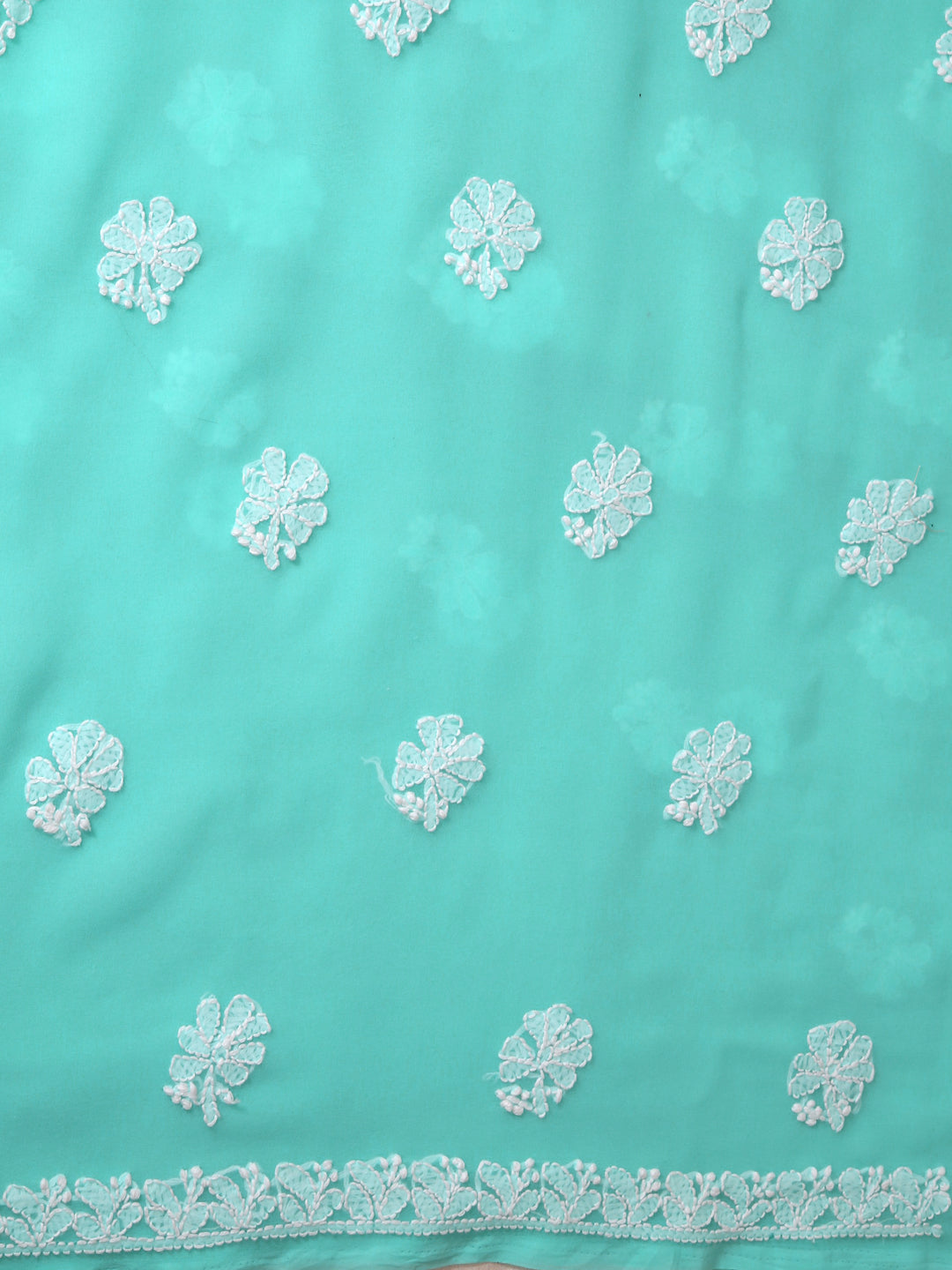 Sea-Green-&-White-Georgette-Chikankari-Dress-Material