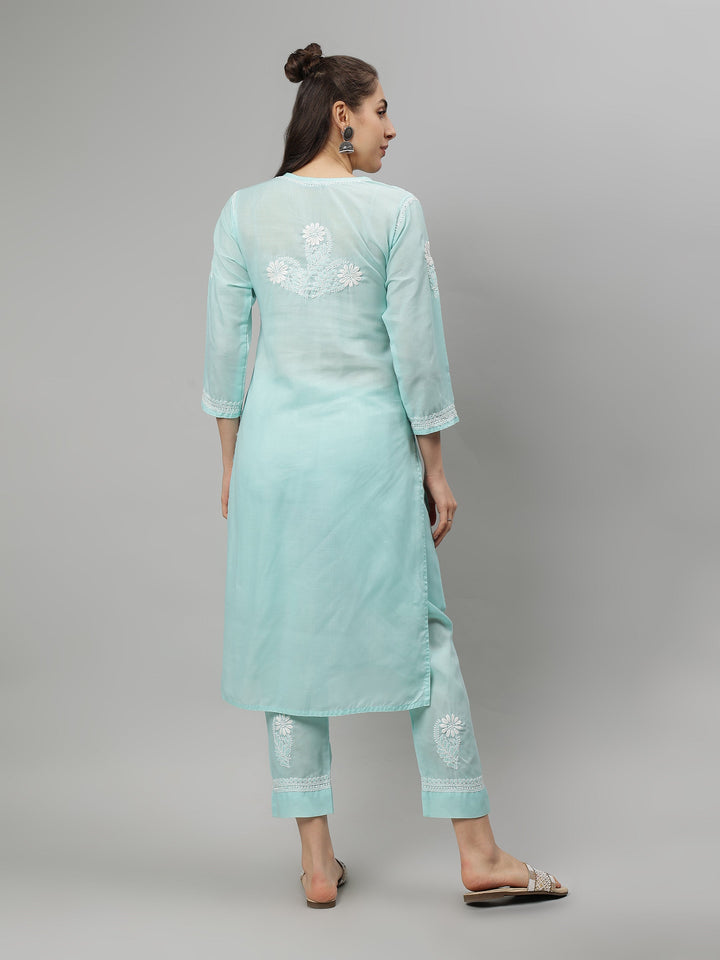 Sea-Green-Terivoil-Cotton-Lucknowi-Chikankari-Kurta-Set