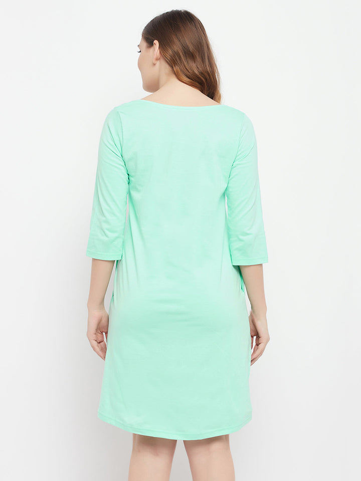 Seafoam-Green-Cotton-Cactus-Print-Short-Night-Dress