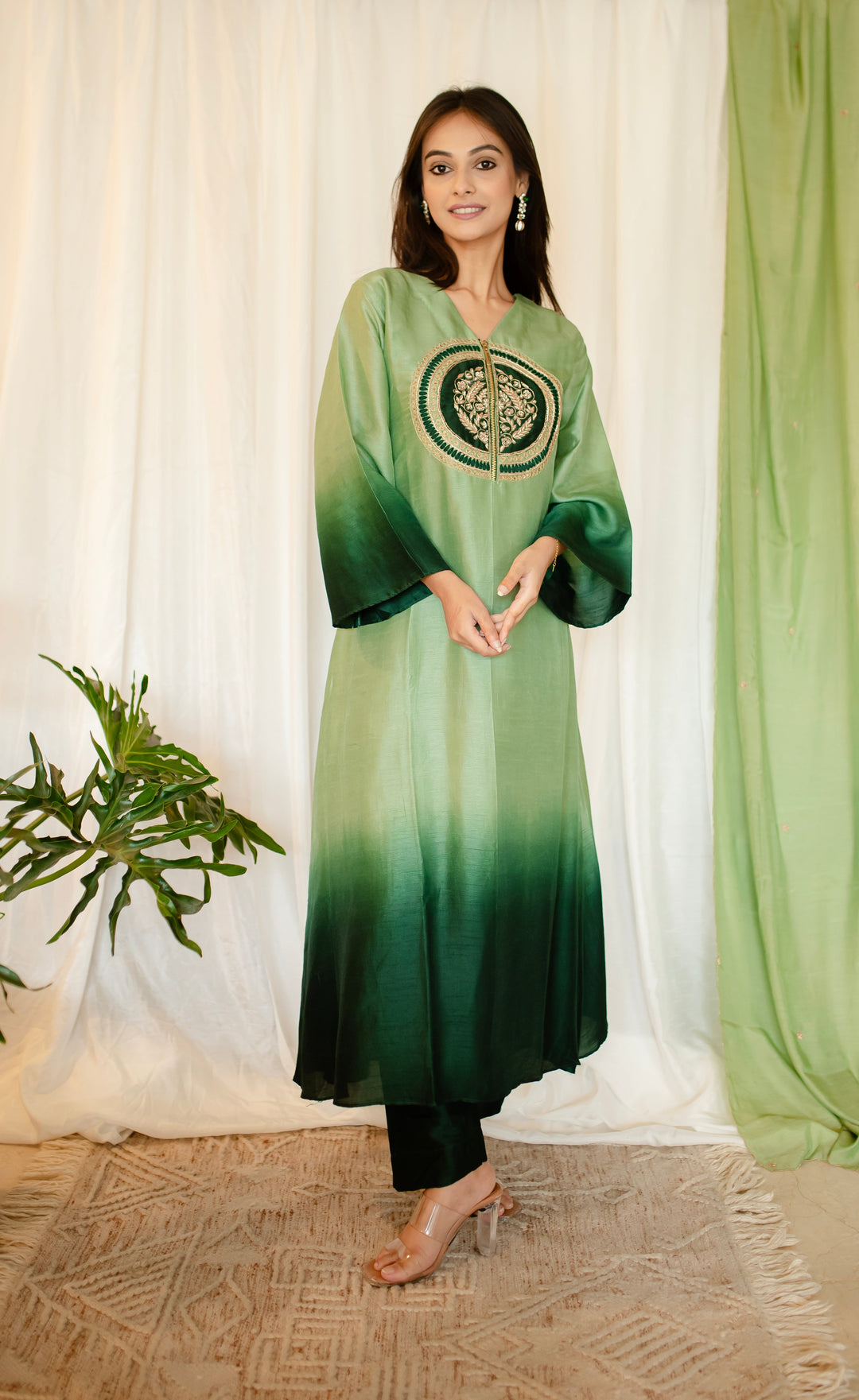 Shaded-Green-Silk-Ombre-2-Piece-Kurta-Set