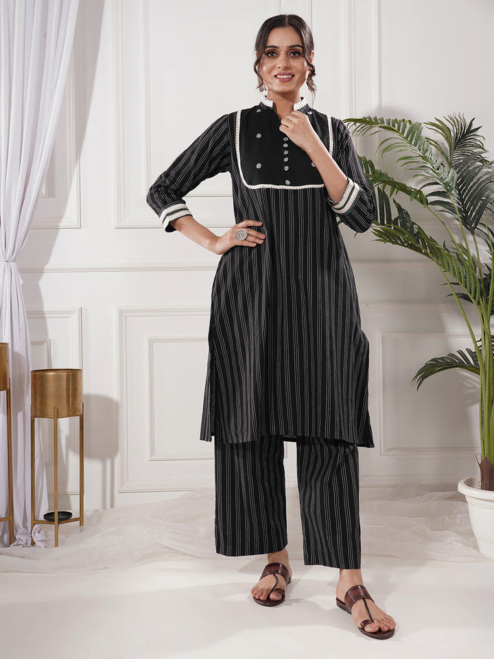 Shayra Black Cotton 2-Piece Kurta Only Set