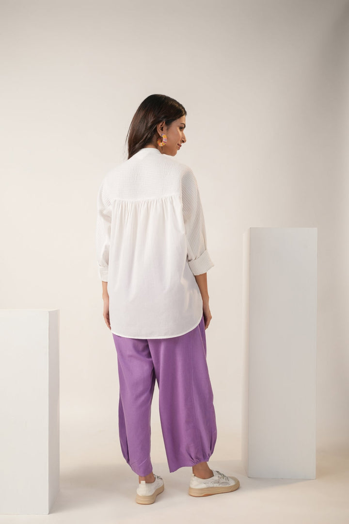 Shifi-White-Cotton-Cambric-Pintucks-Shirt