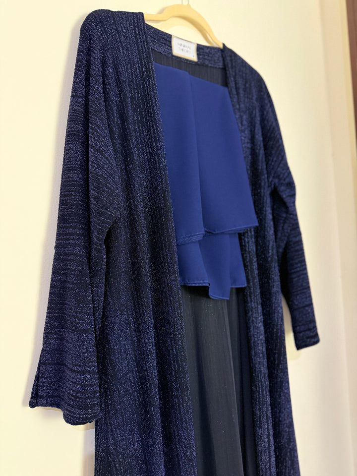 Shimmer-Blue-Silk-Abaya-With-Sheila