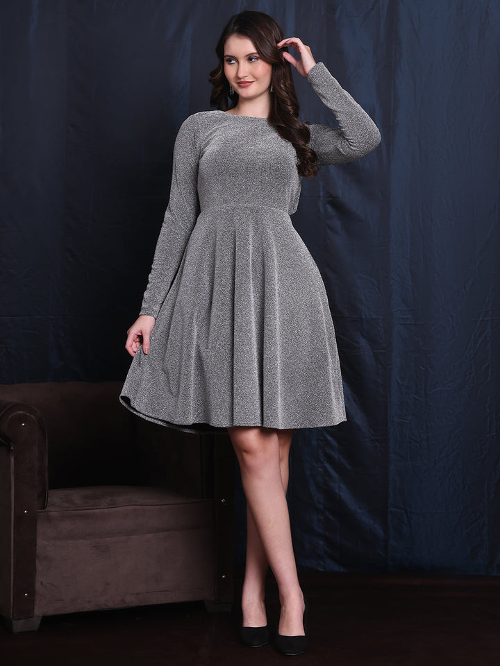 Silver-Spandex-Glitter-Backless-A-Line-Comfort-Midi-Dress