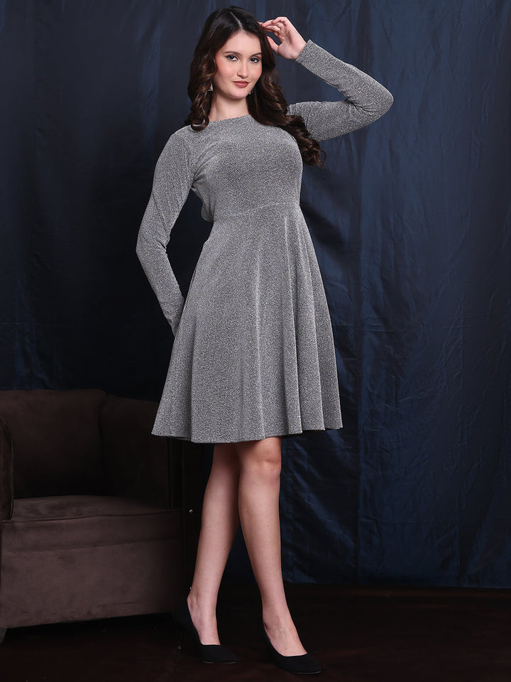 Silver-Spandex-Glitter-Backless-A-Line-Comfort-Midi-Dress