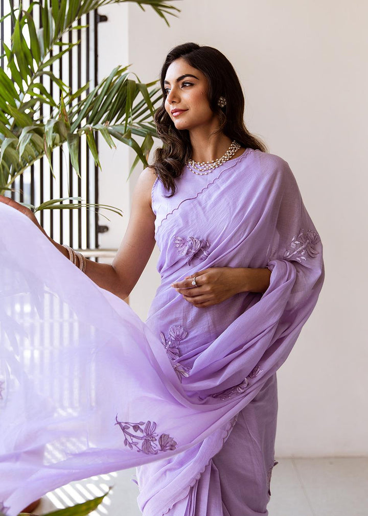 Siya-Lavender-Embossed-Embroidered-Pre-Draped-Saree