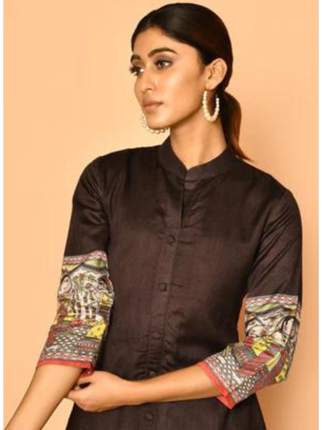 Siya Black Handloom Cotton Silk Dress