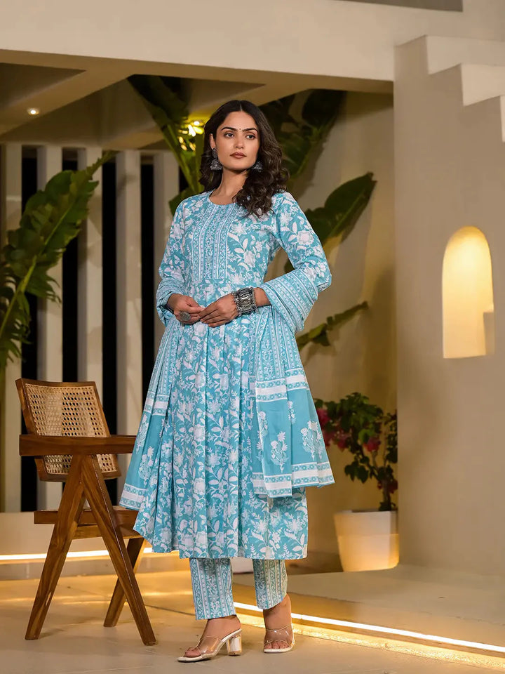 Sky-Blue-Cotton-Floral-Printed-Sequins-Work-Anarkali-Set