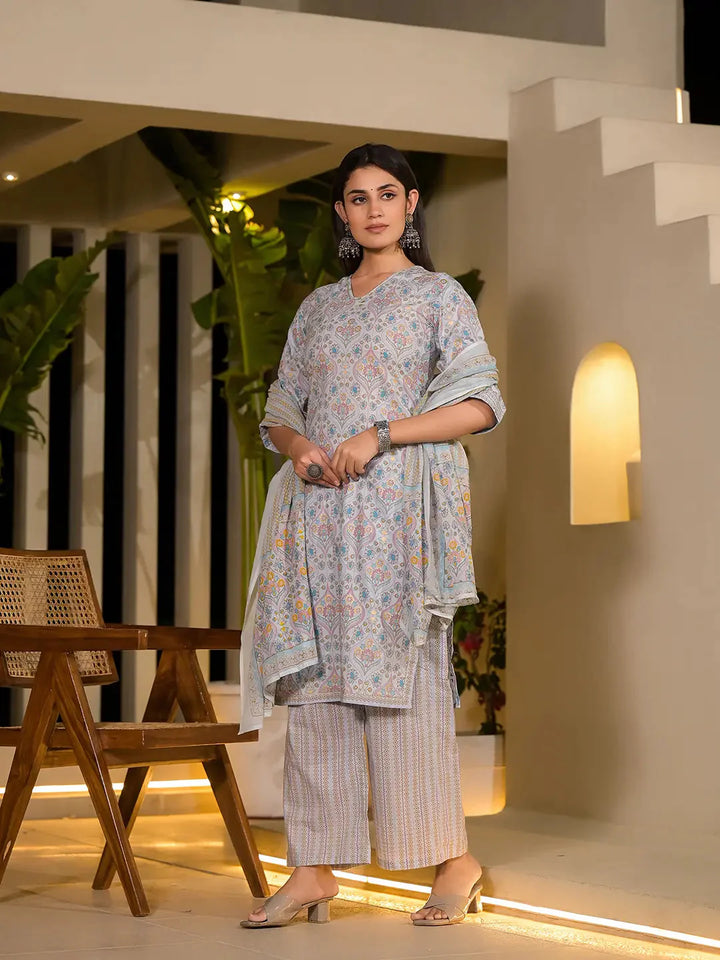 Sky-Blue-Pure-Cotton-Floral-Print-Straight-3-Piece-Kurta-Set