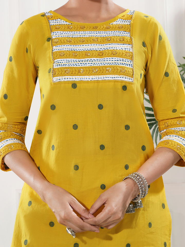 Sohe Yellow Cotton Short 2-Piece Kurta Only Set