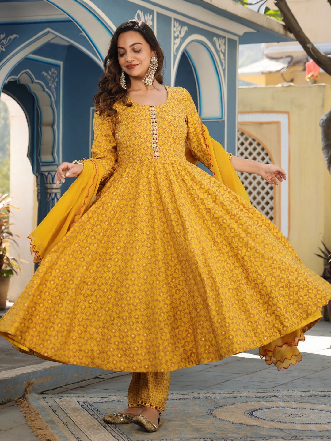 Soraya-Mustard-Printed-Anarkali-Set-&-Dupatta