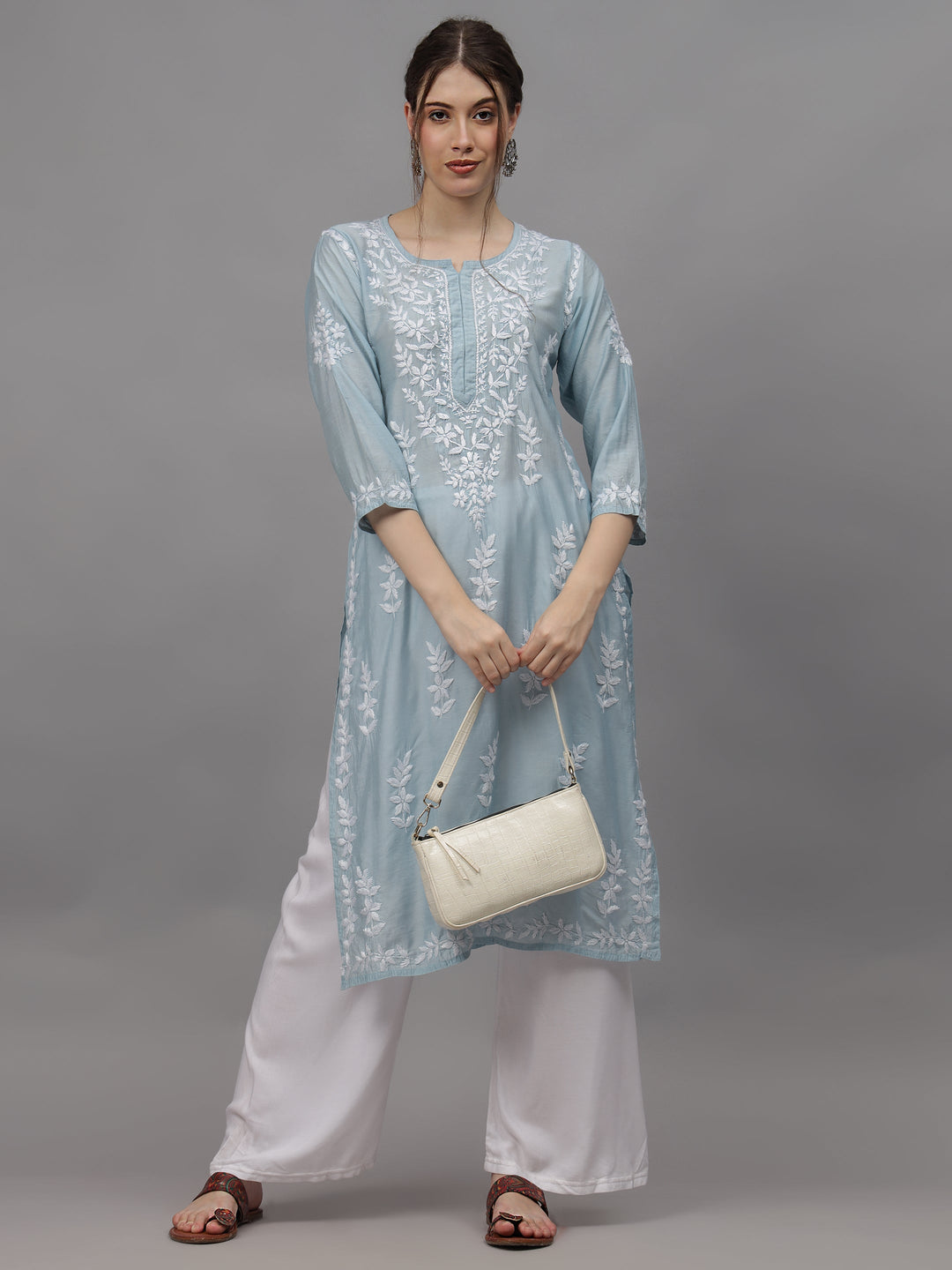 Stone-Blue-Chanderi-Embroidered-Chikankari-Kurti