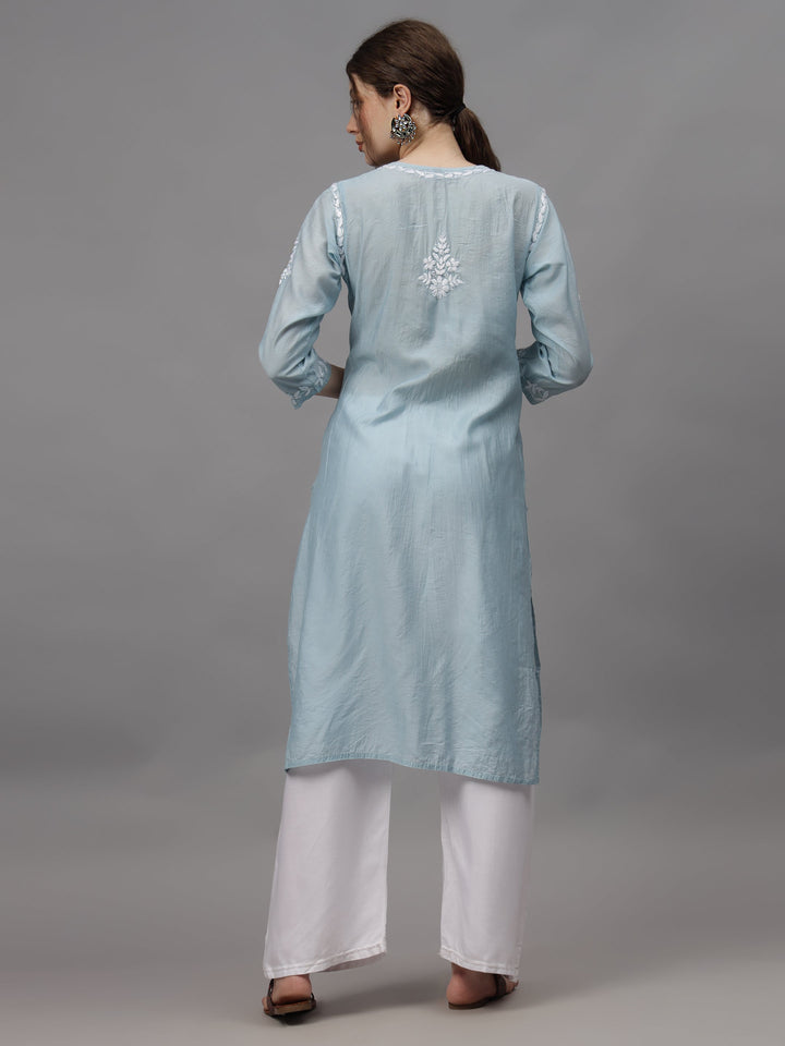 Stone-Blue-Chanderi-Embroidered-Chikankari-Kurti