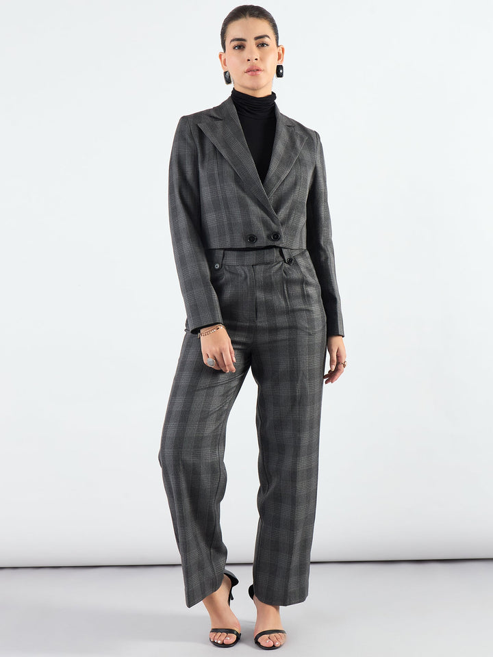 Stylish-Grey-Poly-Viscose-Checkered-Warm-Crop-Blazer-&-Trouser