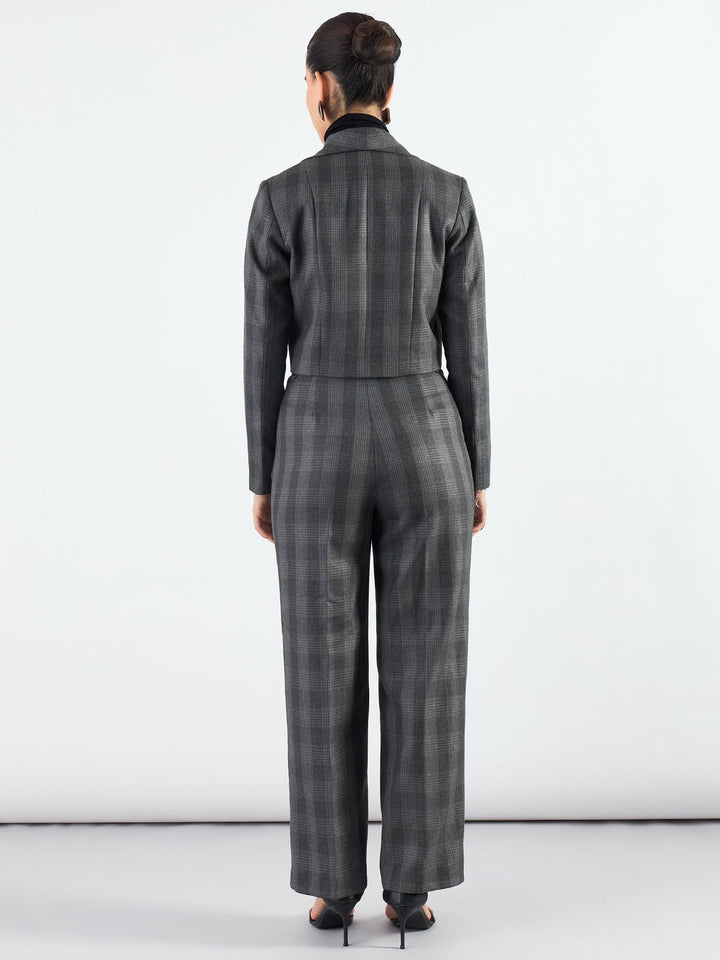 Stylish-Grey-Poly-Viscose-Checkered-Warm-Crop-Blazer-&-Trouser