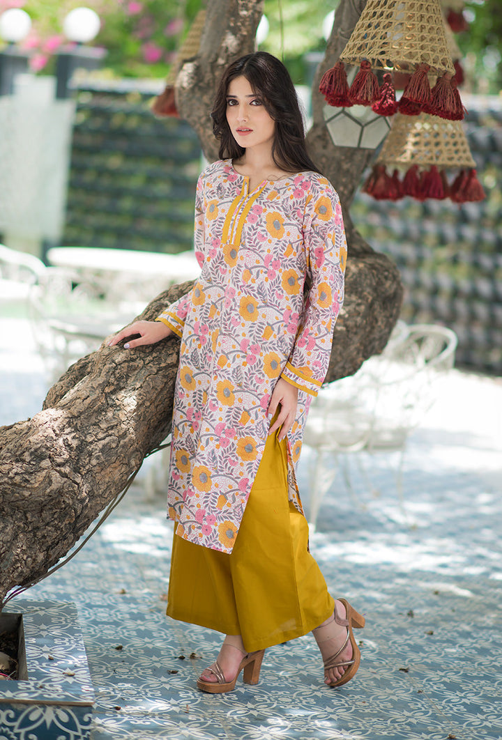 Sunflower-White-Cotton-Hand-Block-Print-Kurta