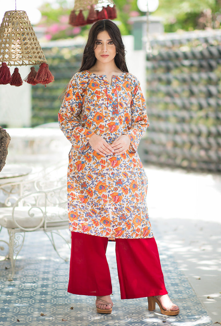 Sunflower-Yellow-Love-Cotton-Hand-Block-Print-Kurta