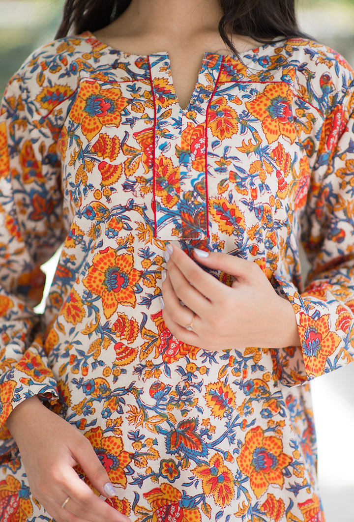 Sunflower-Yellow-Love-Cotton-Hand-Block-Print-Kurta