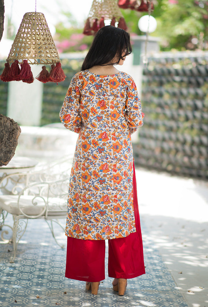 Sunflower-Yellow-Love-Cotton-Hand-Block-Print-Kurta