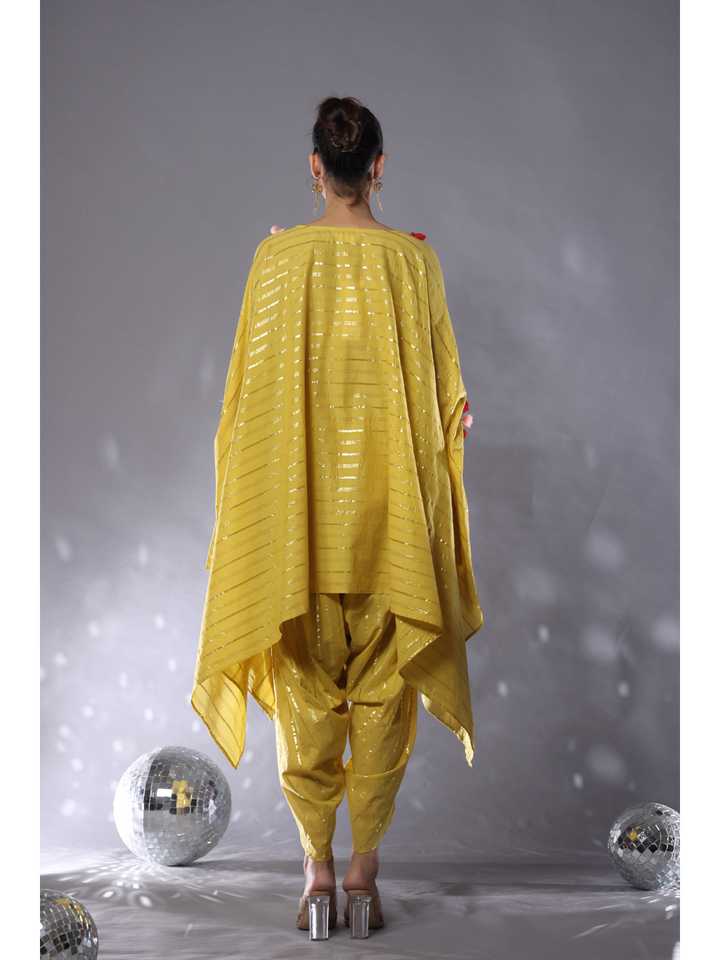 Sunkissed Yellow Cotton Lurex Kaftan Co-Ord Set