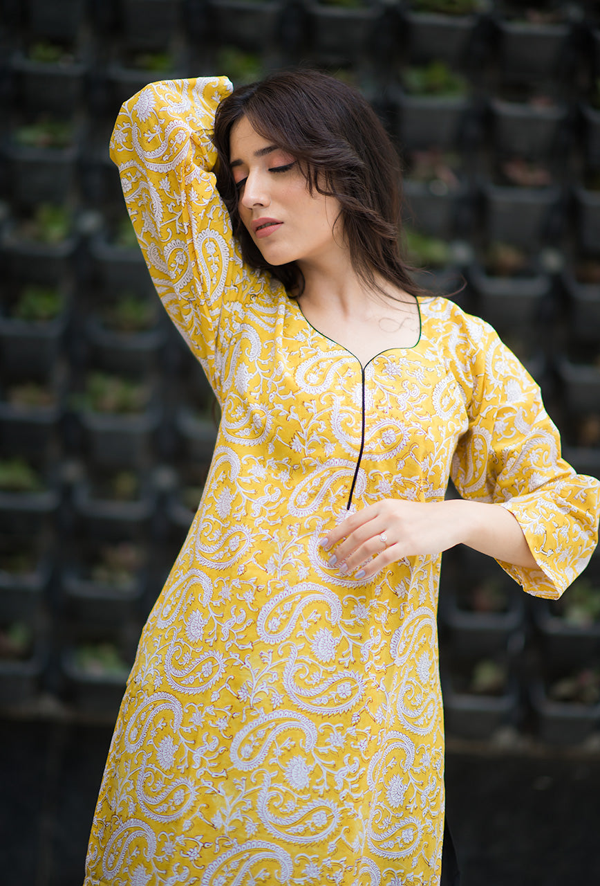 Sunny-Yellow-Days-Hand-Block-Print-Cotton-Kurta