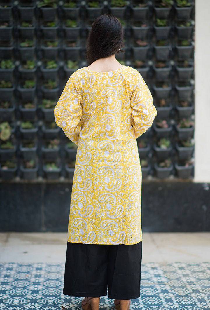 Sunny-Yellow-Days-Hand-Block-Print-Cotton-Kurta