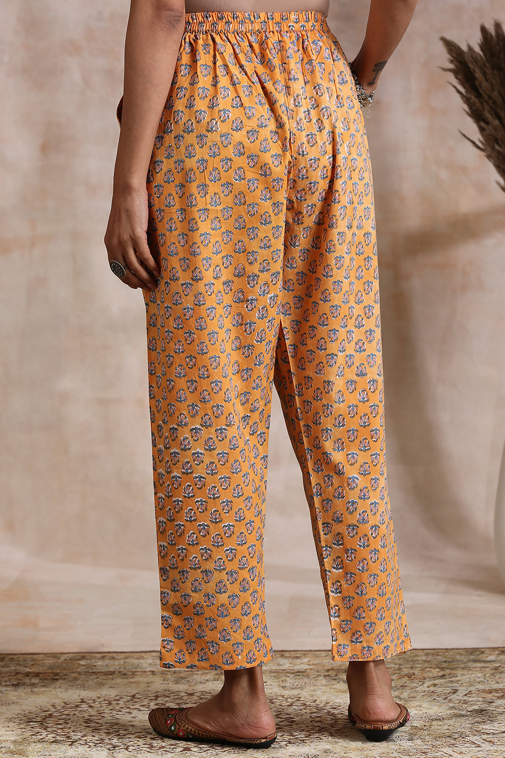 Orange-Cotton-Hand-Block-Printed-Pant