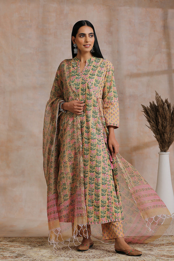 Beige-&-Pink-Kota-Doria-Hand-Block-Printed-Dupatta