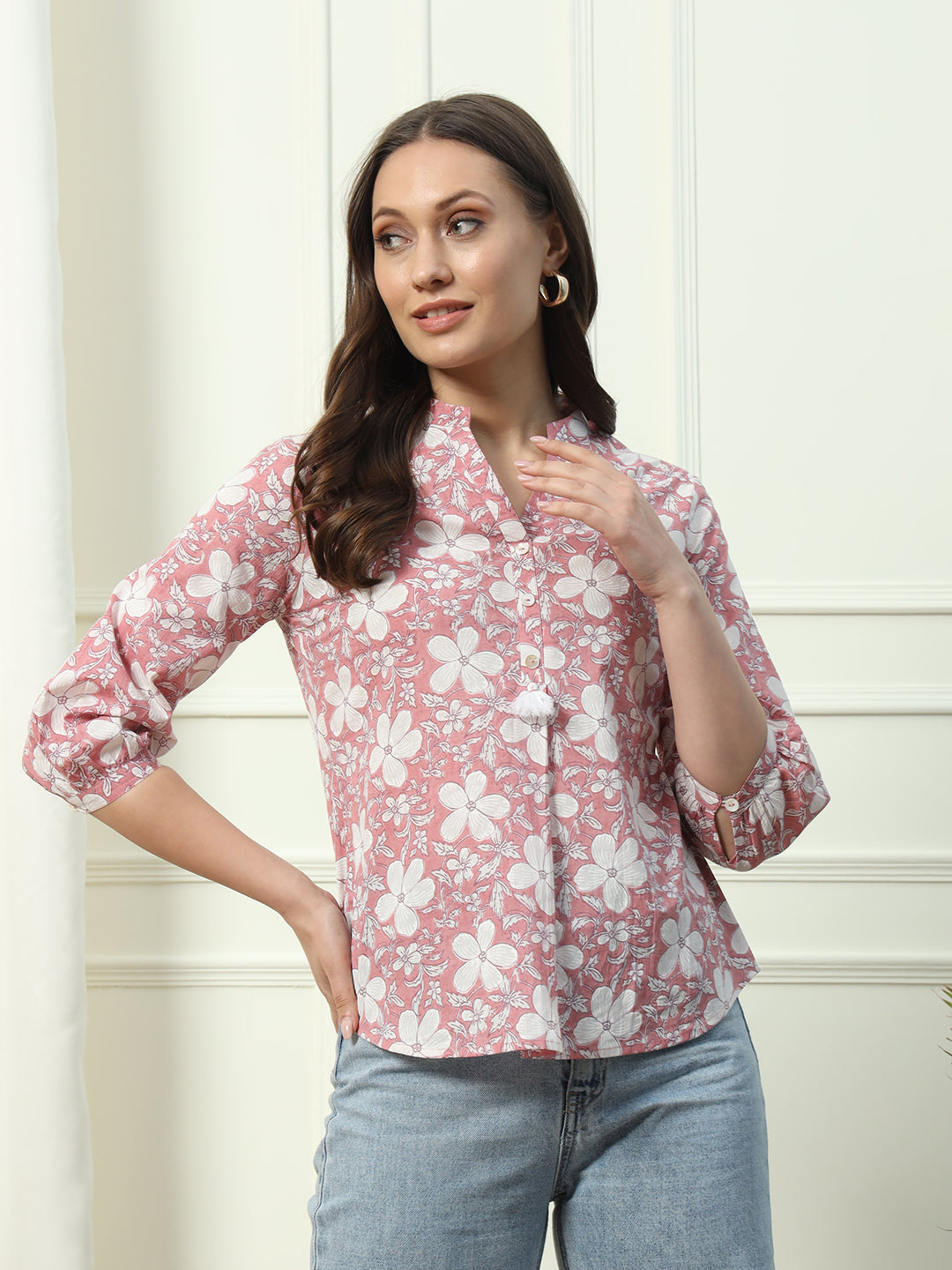 Pink-Cotton-Floral-Printed-Top