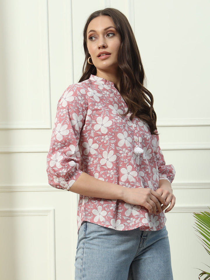Pink-Cotton-Floral-Printed-Top