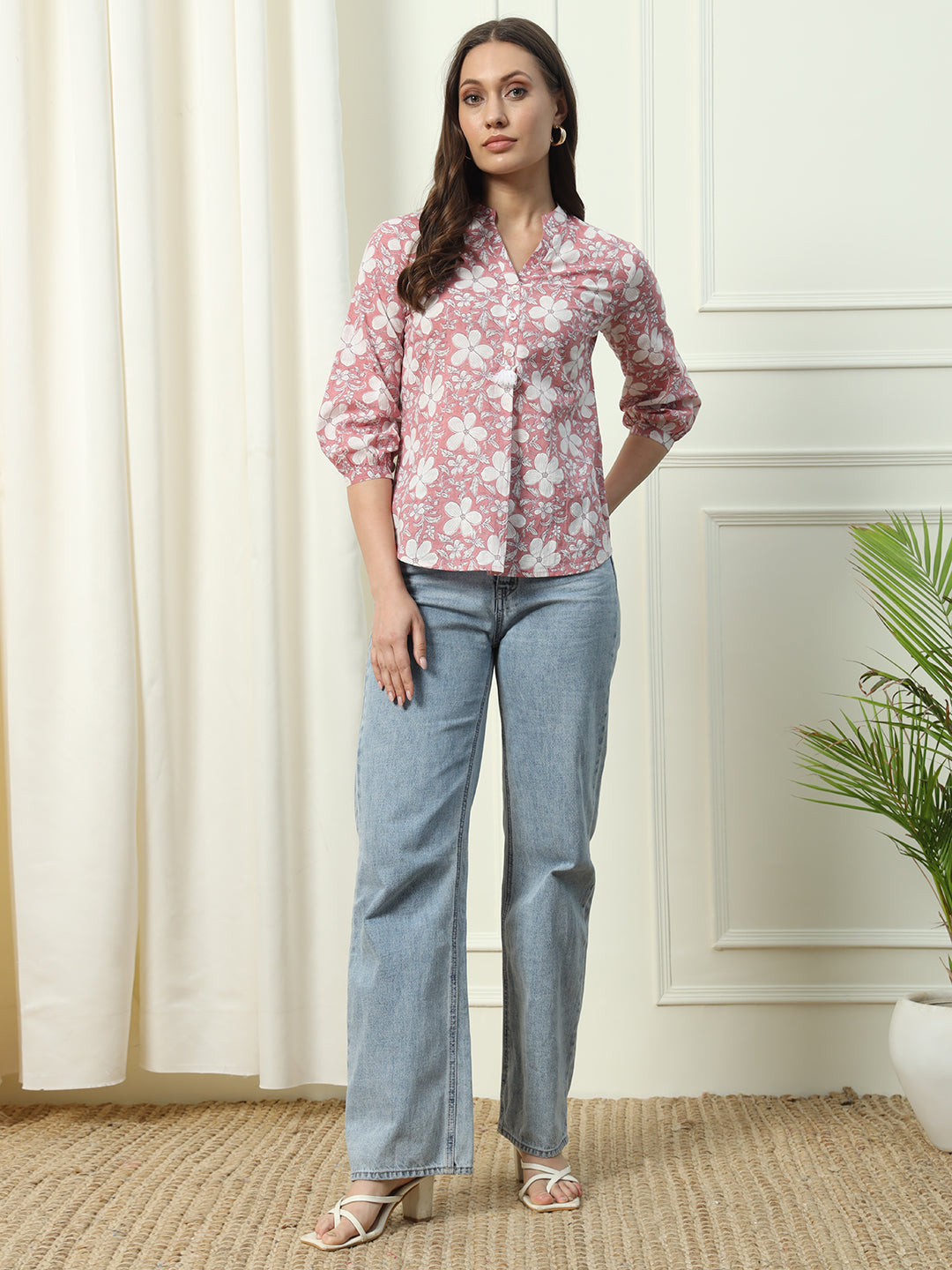 Pink-Cotton-Floral-Printed-Top