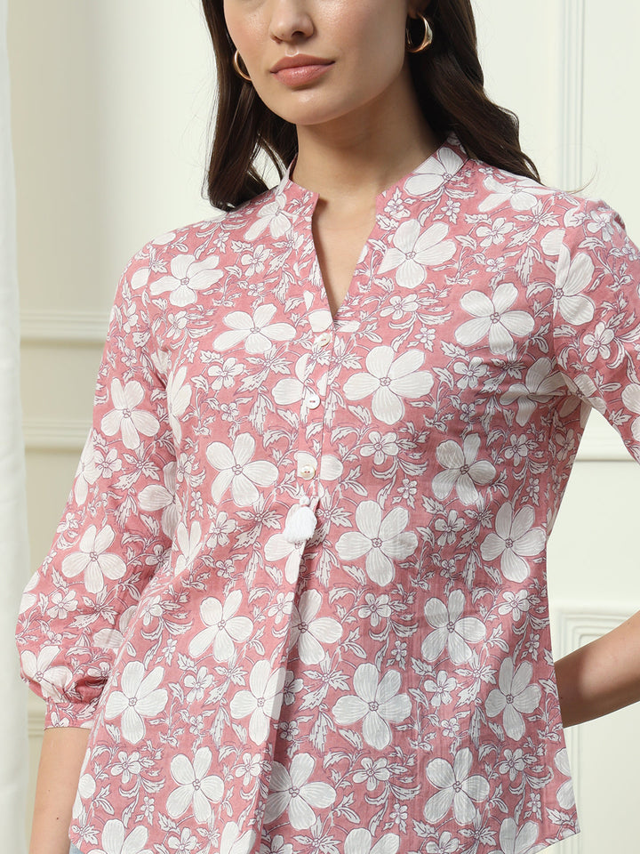 Pink-Cotton-Floral-Printed-Top