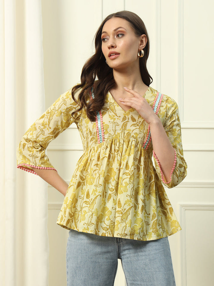 Yellow-Cotton-Embroidery-Lace-Top