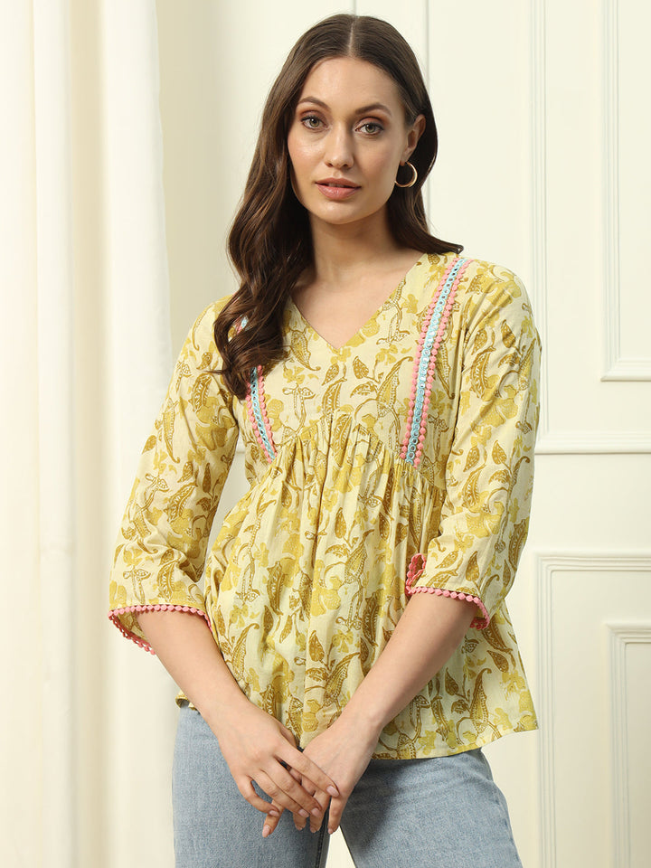 Yellow-Cotton-Embroidery-Lace-Top