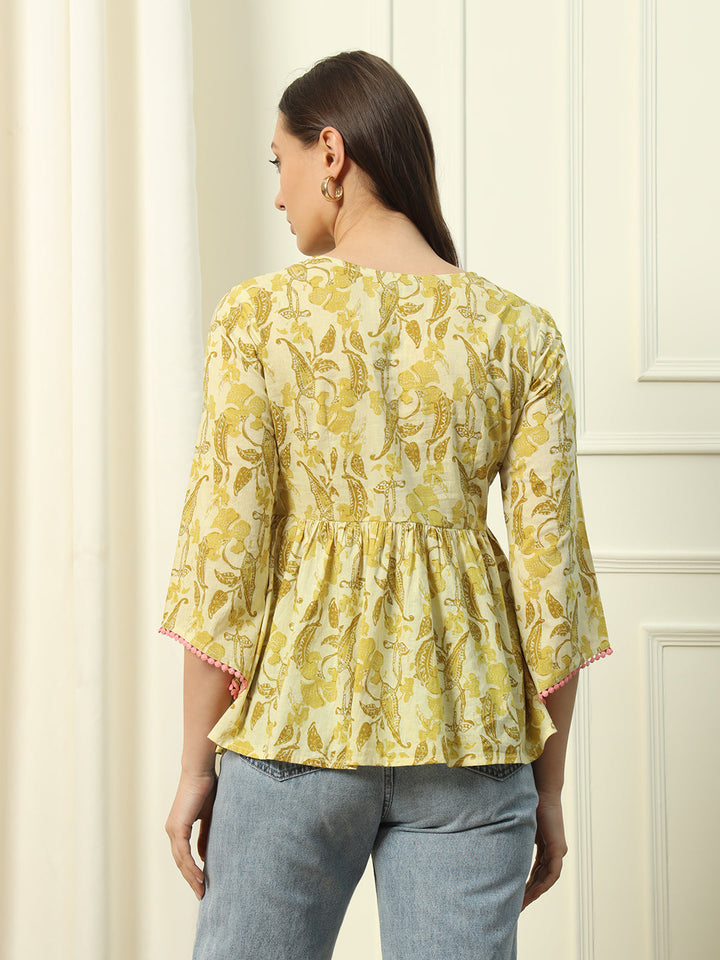 Yellow-Cotton-Embroidery-Lace-Top