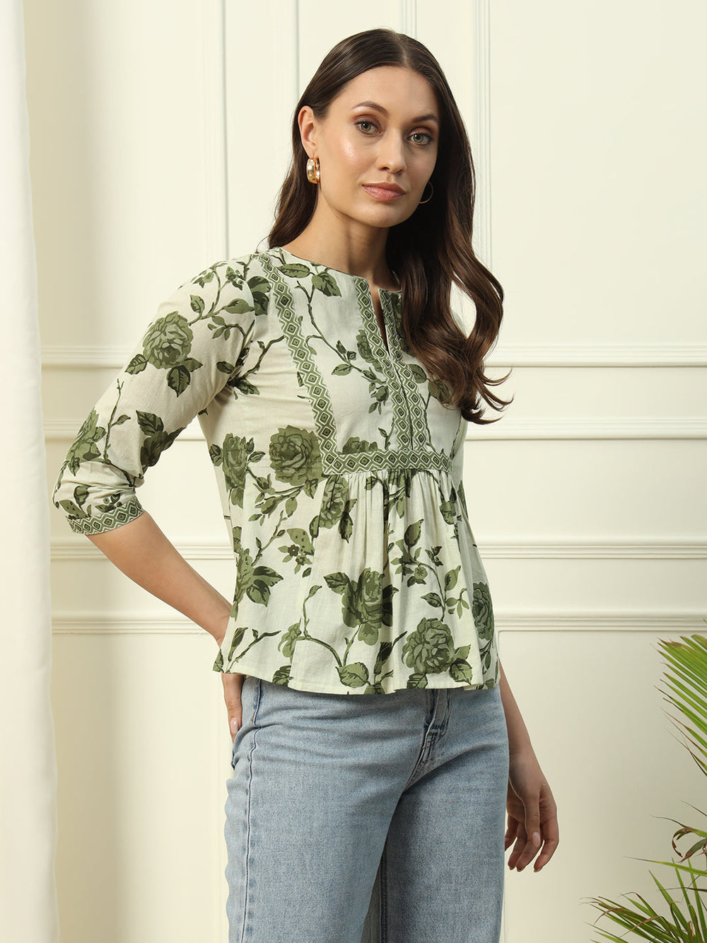Pista-Green-Cotton-Floral-Printed-Top
