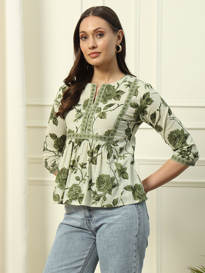 Pista-Green-Cotton-Floral-Printed-Top