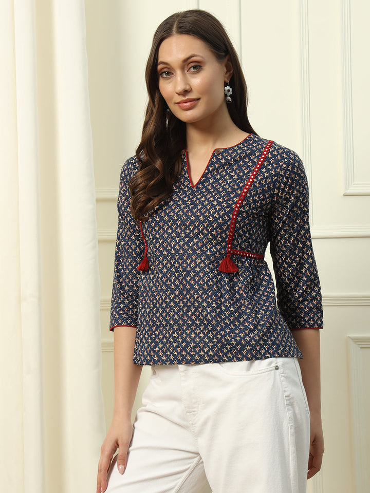 Blue-Cotton-Floral-Printed-Top