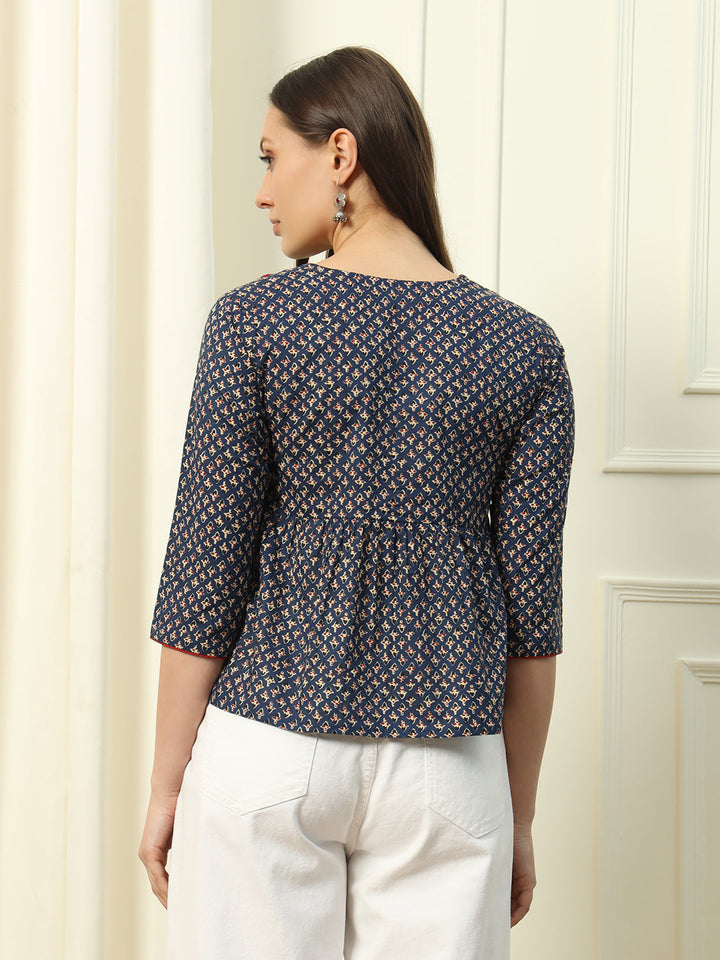 Blue-Cotton-Floral-Printed-Top