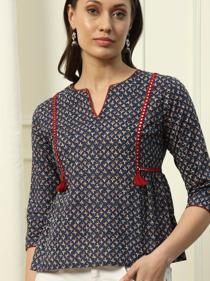 Blue-Cotton-Floral-Printed-Top